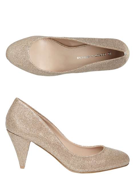 Gold 'Cava' Mid Heel Court Shoes